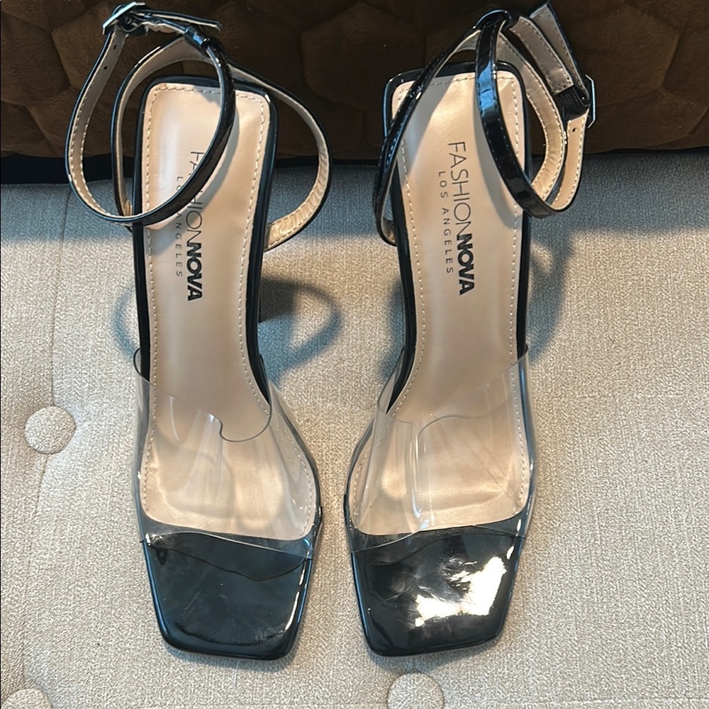 Fashion Nova Black Strappy Heels